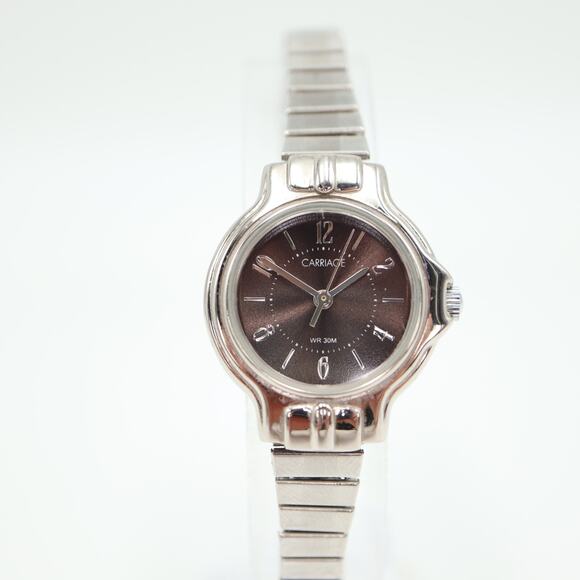 Carriage By Timex Womens Watch 24mm Gray Dial Silver Tone Stretch Band Working - Picture 6 of 14